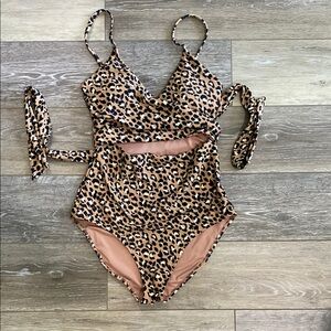 Aerie Leopard Wrap One-Piece Swimsuit